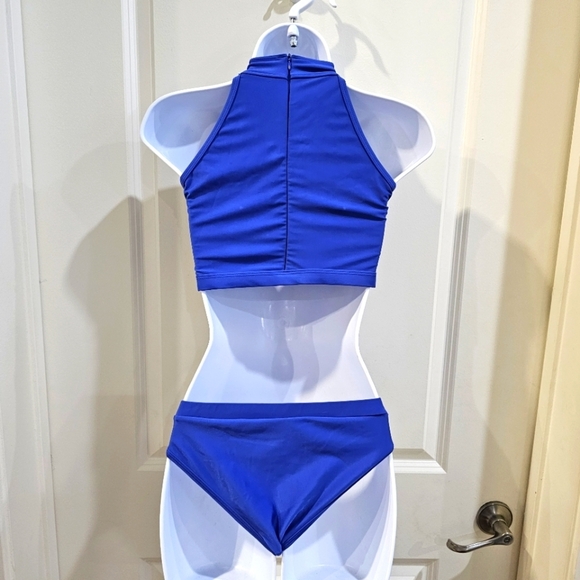 Brave Soul x Nasty Gal Bikini Set – Cobalt Blue Cut-Out High Neck Top, Racerback - Picture 6 of 16